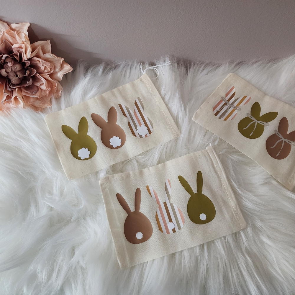Adorable Bunny Print Pouches Gift Bags Treat Bags Easter Basket